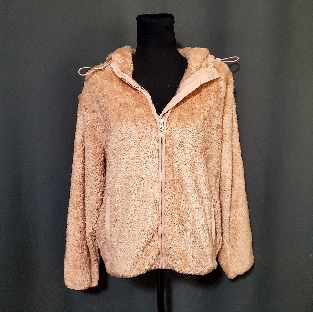 ZYIA Active Blush Sherpa Furry Hoodie Jacket Size Small NWT - Picture 7 of 8